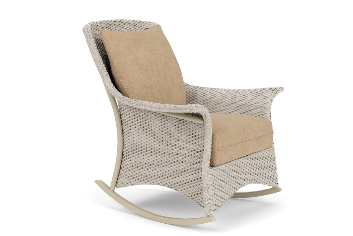 Lloyd Flanders Mandalay Lounge Rocker in Linen with Hayden Sand fabric, view 3