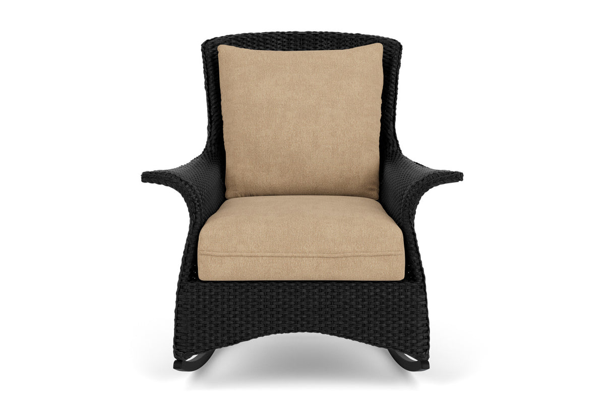 Lloyd Flanders Mandalay Lounge Rocker in Ebony with Hayden Sand fabric