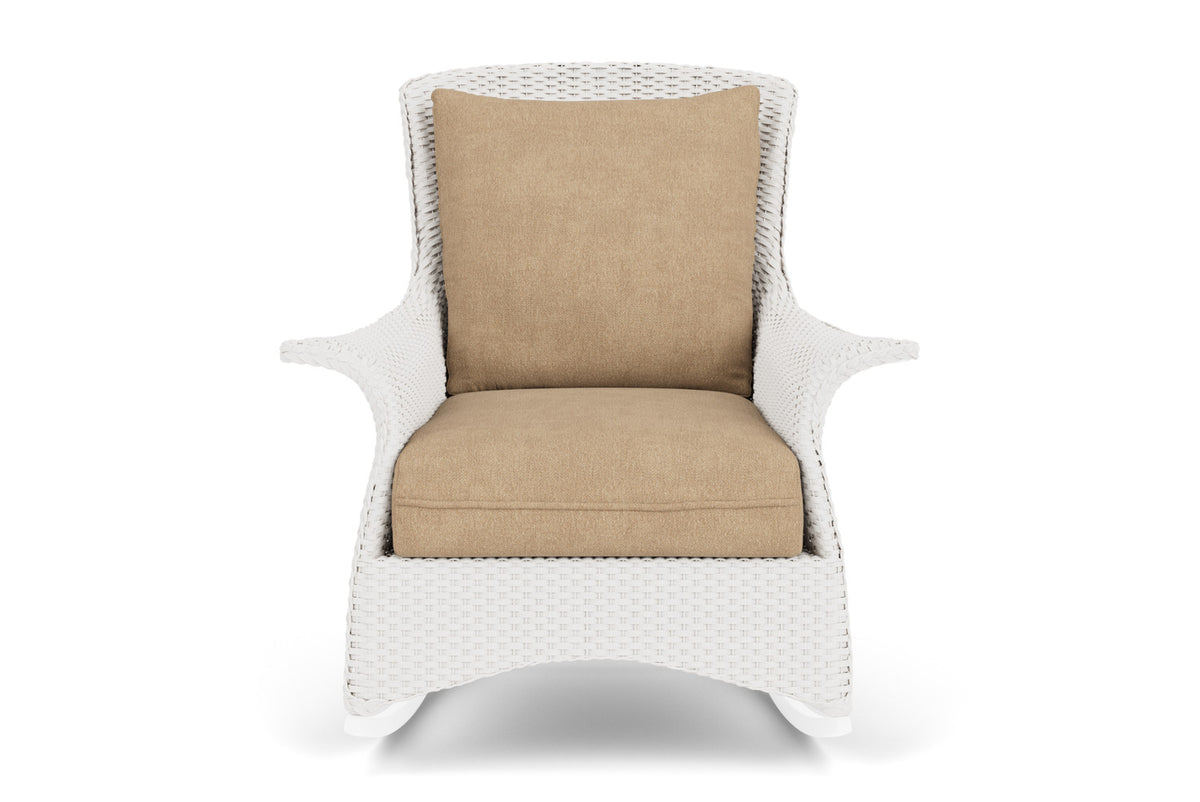 Lloyd Flanders Mandalay Lounge Rocker in White with Hayden Sand fabric