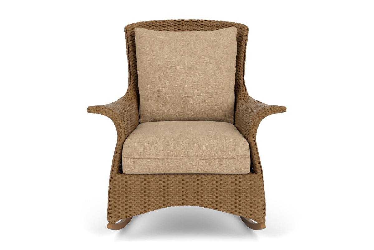 Lloyd Flanders Mandalay Lounge Rocker in Hickory with Hayden Sand fabric