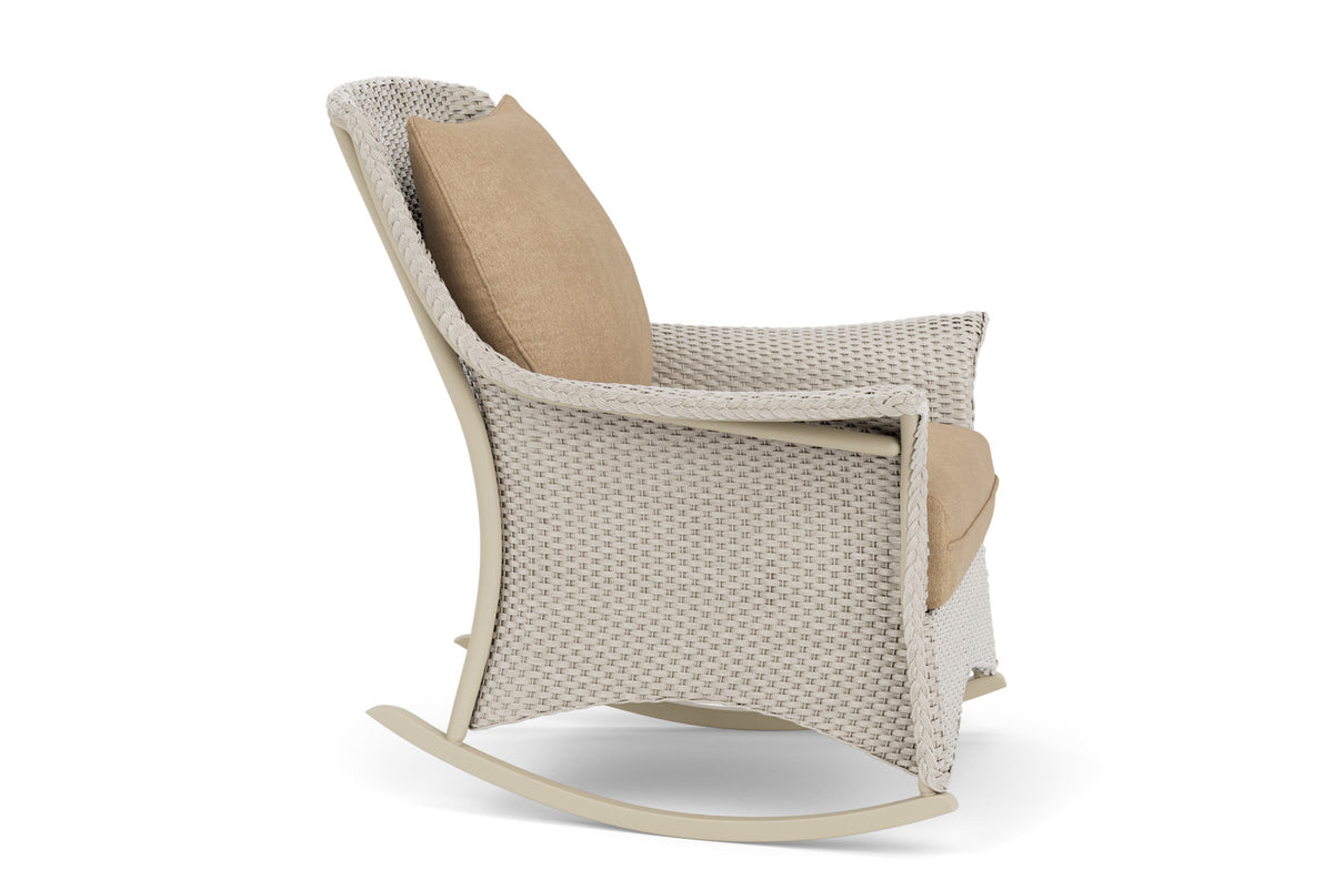 Lloyd Flanders Mandalay Lounge Rocker in Linen with Hayden Sand fabric, view 4