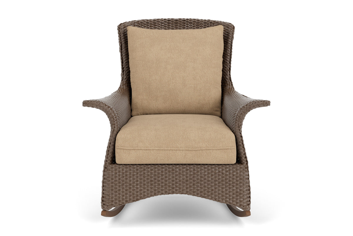 Lloyd Flanders Mandalay Lounge Rocker in Bark with Hayden Sand fabric