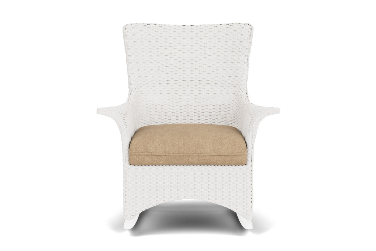 Lloyd Flanders Mandalay Porch Rocker in White with Hayden Sand fabric