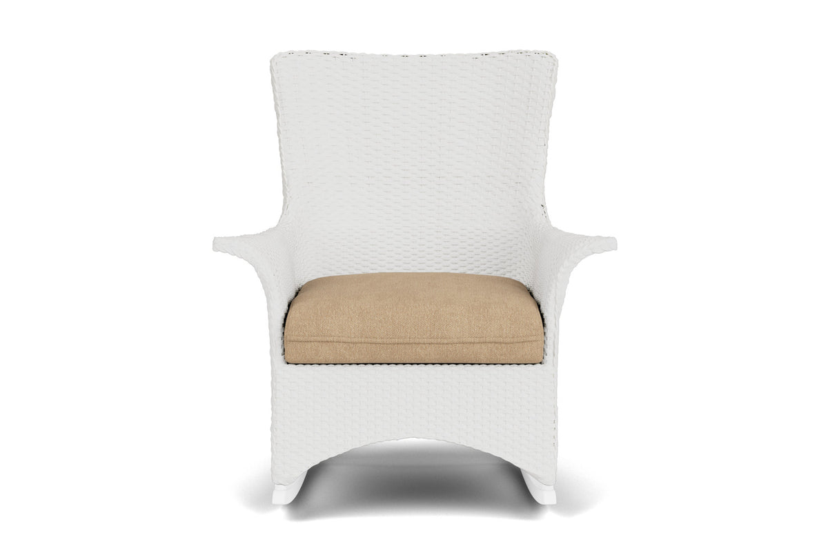 Lloyd Flanders Mandalay Porch Rocker in Matte White with Hayden Sand fabric