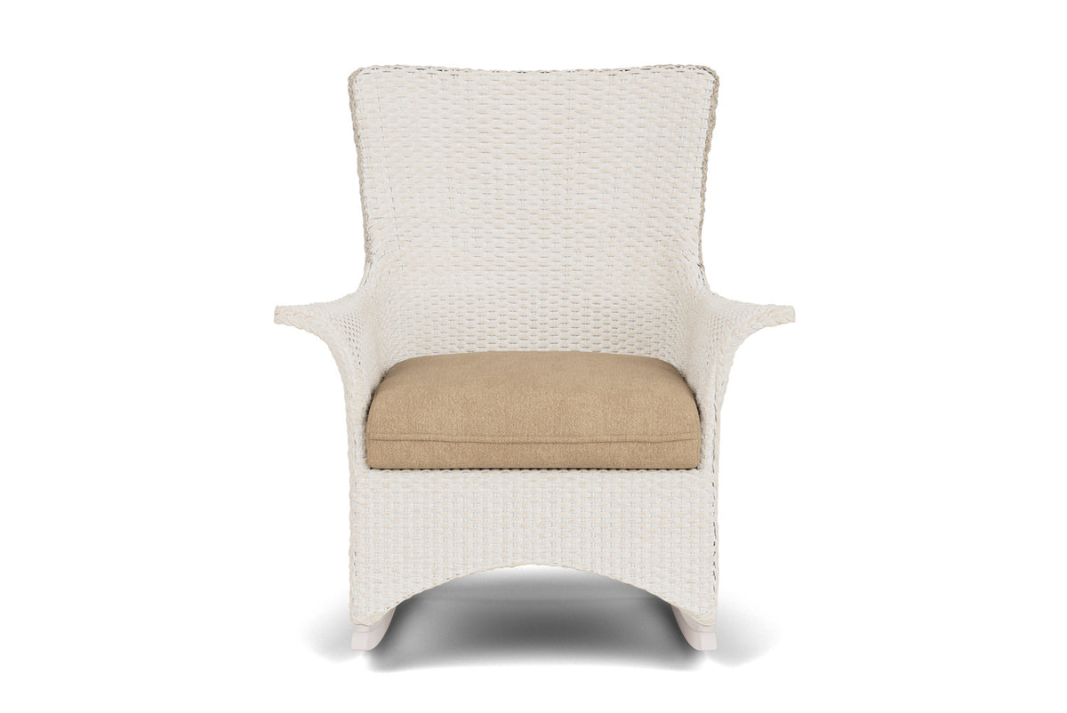 Lloyd Flanders Mandalay Porch Rocker in Antique White with Hayden Sand fabric