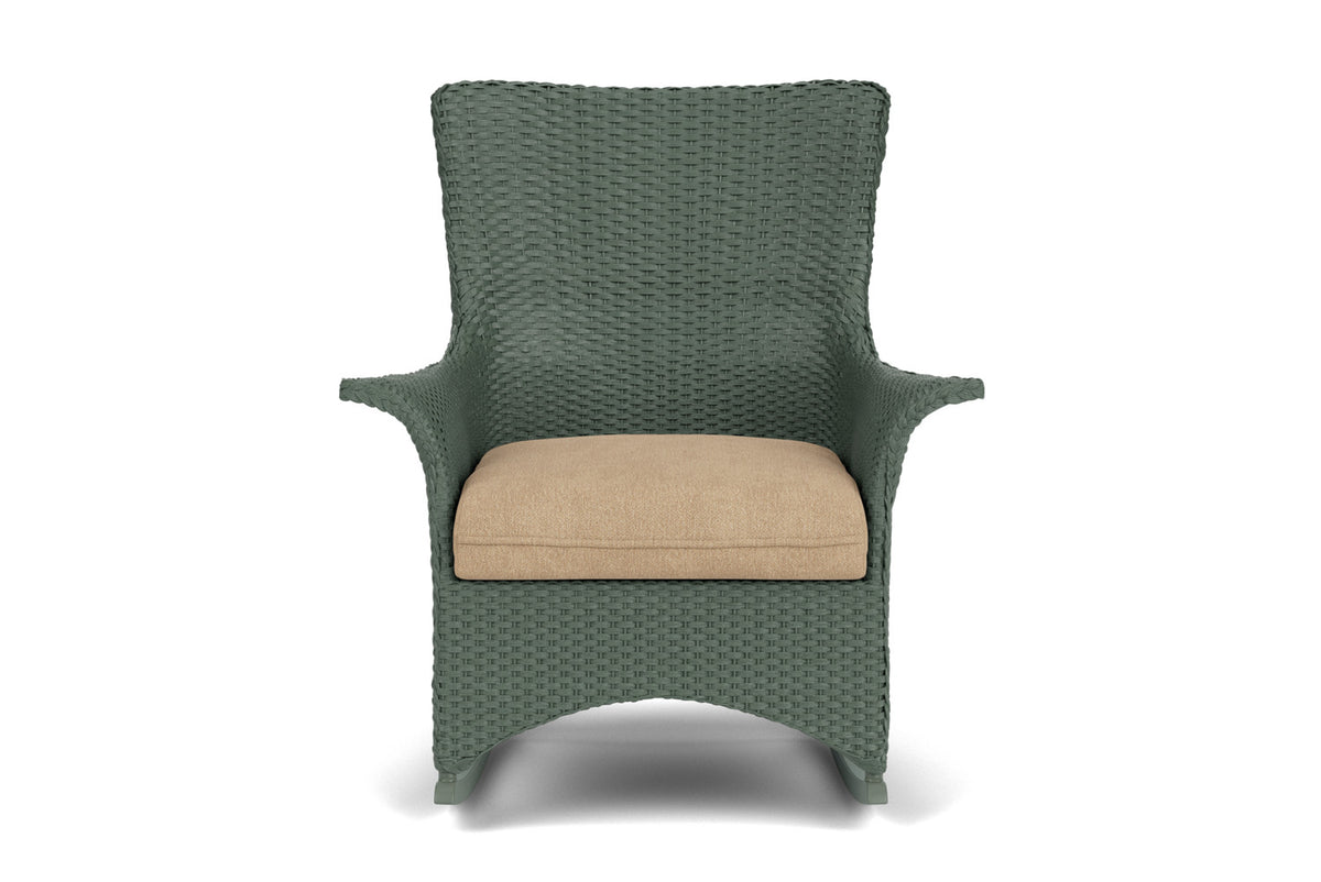 Lloyd Flanders Mandalay Porch Rocker in Spruce with Hayden Sand fabric