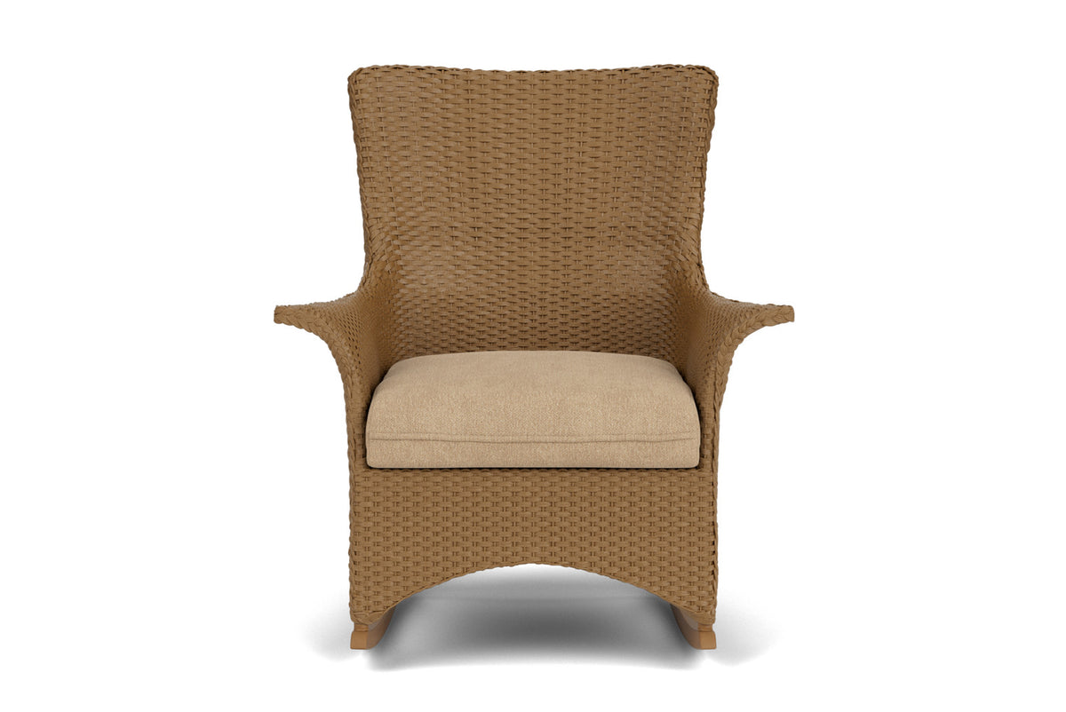 Lloyd Flanders Mandalay Porch Rocker in Hickory with Hayden Sand fabric