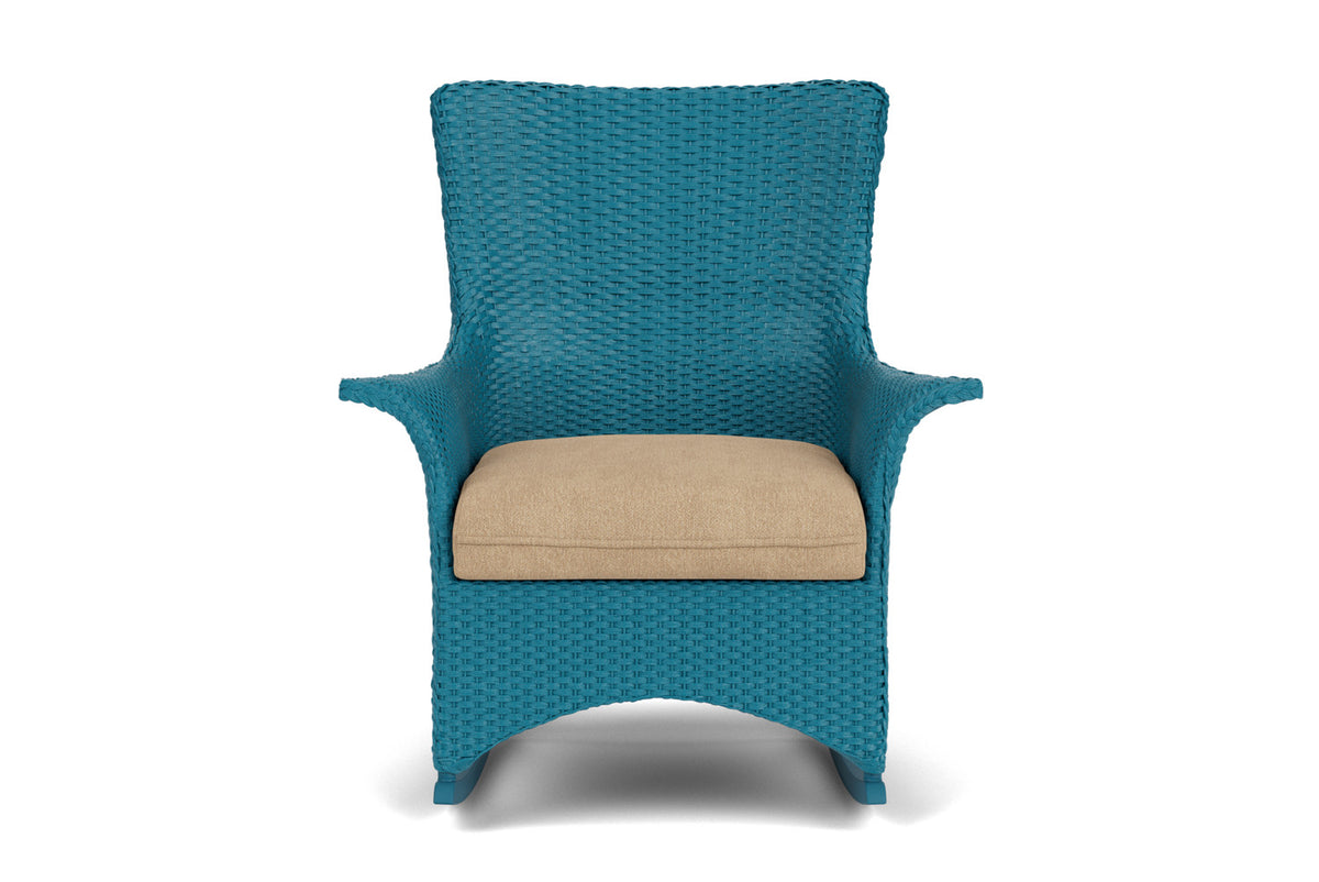 Lloyd Flanders Mandalay Porch Rocker in Peacock with Hayden Sand fabric