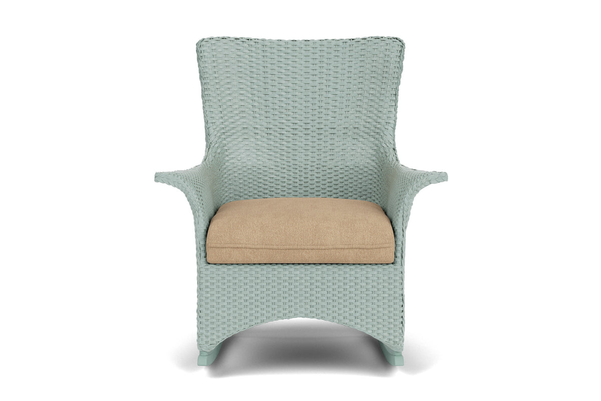 Lloyd Flanders Mandalay Porch Rocker in Sea Glass with Hayden Sand fabric
