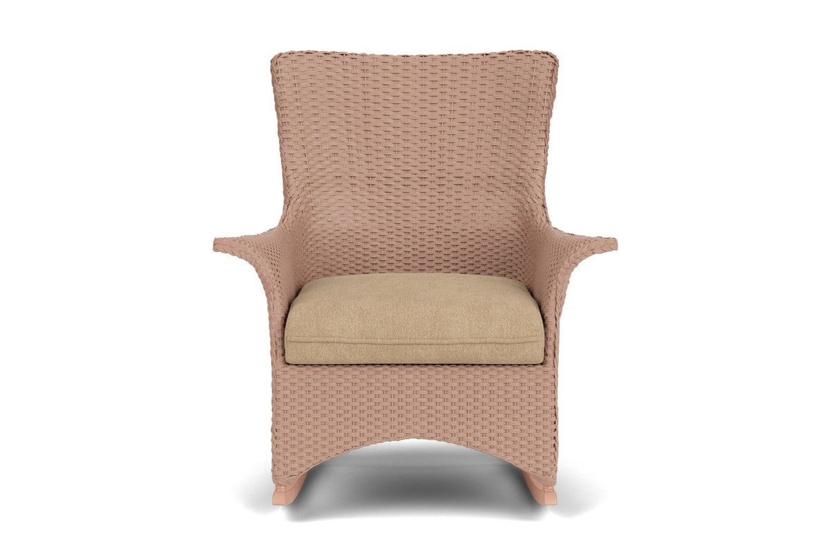 Lloyd Flanders Mandalay Porch Rocker in Rosewood with Hayden Sand fabric