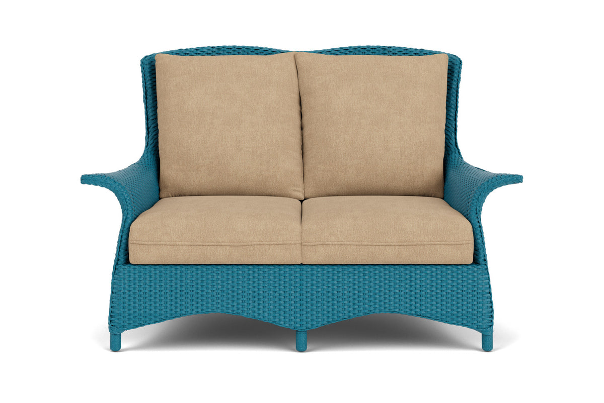 Lloyd Flanders Mandalay Loveseat in Peacock with Hayden Sand fabric