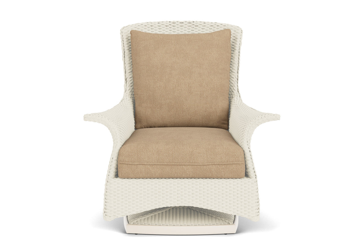 Lloyd Flanders Mandalay Swivel Rocker Lounge Chair in Ivory with Hayden Sand fabric