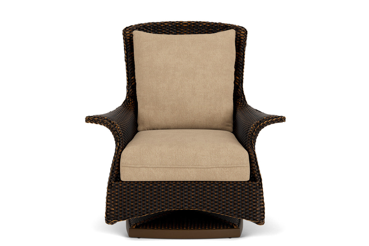 Lloyd Flanders Mandalay Swivel Rocker Lounge Chair in Mink with Hayden Sand fabric