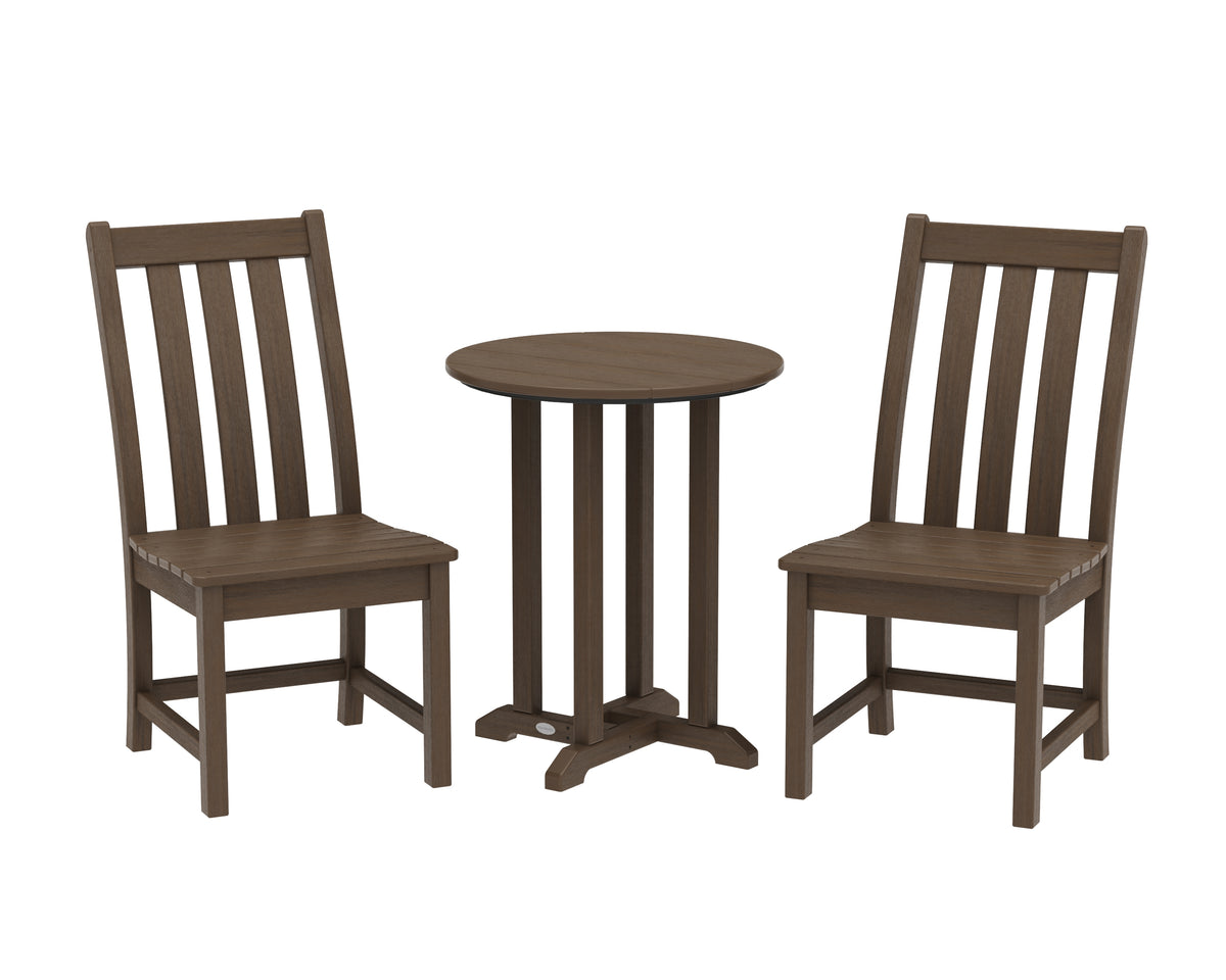 POLYWOOD Vineyard Side Chair 3-Piece Round Bistro Dining Set in Kona