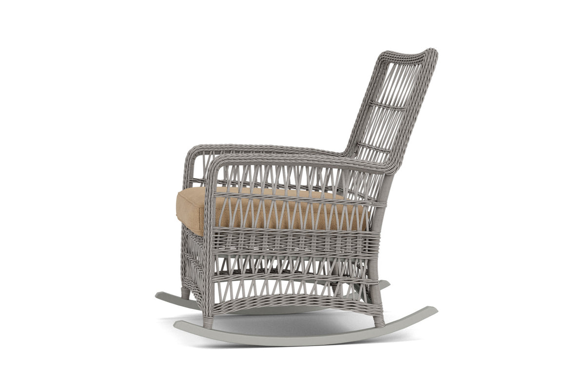 Lloyd Flanders Mackinac High Back Porch Rocker with Hayden Sand fabric, view 9