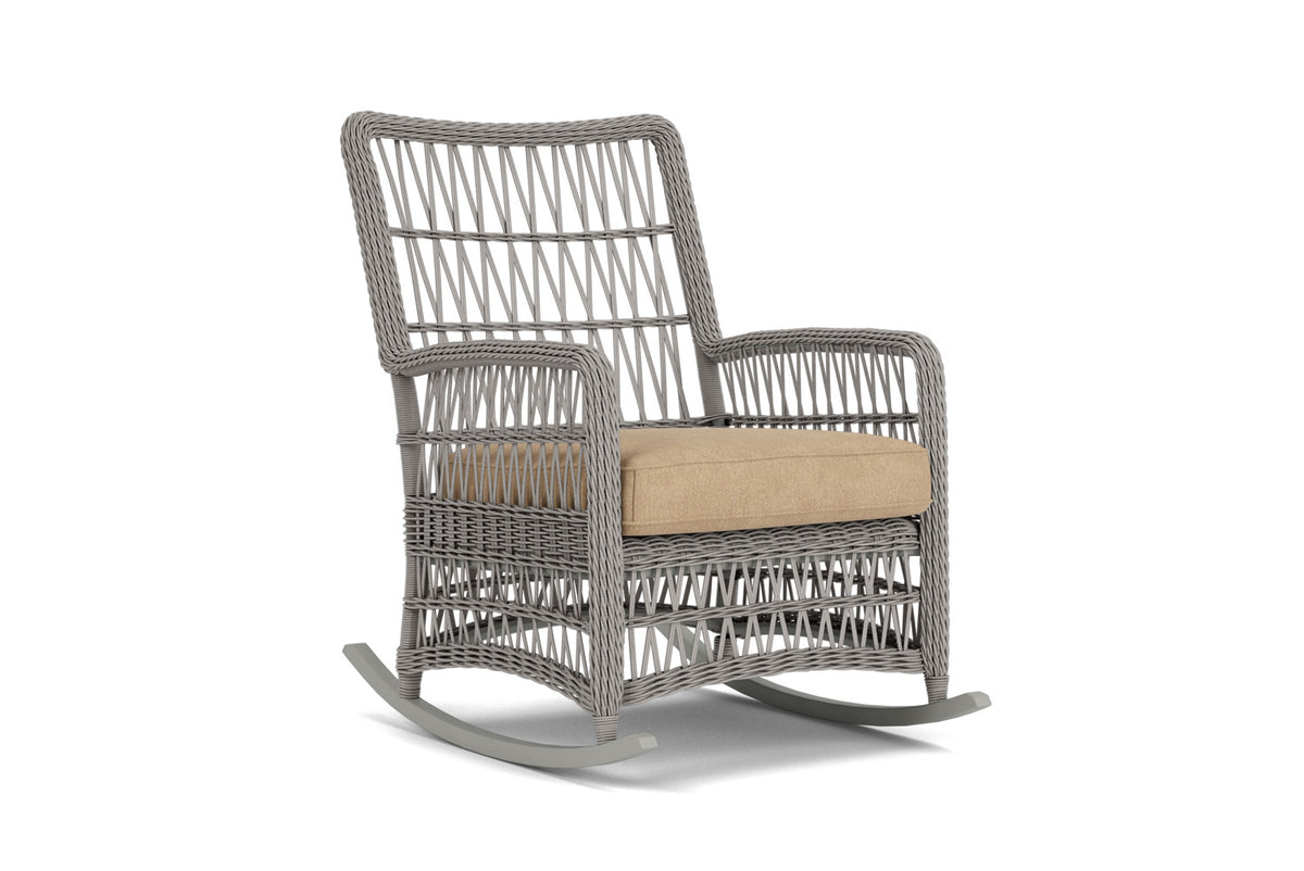 Lloyd Flanders Mackinac High Back Porch Rocker with Hayden Sand fabric, view 2