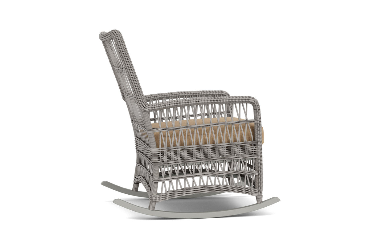 Lloyd Flanders Mackinac High Back Porch Rocker with Hayden Sand fabric, view 5