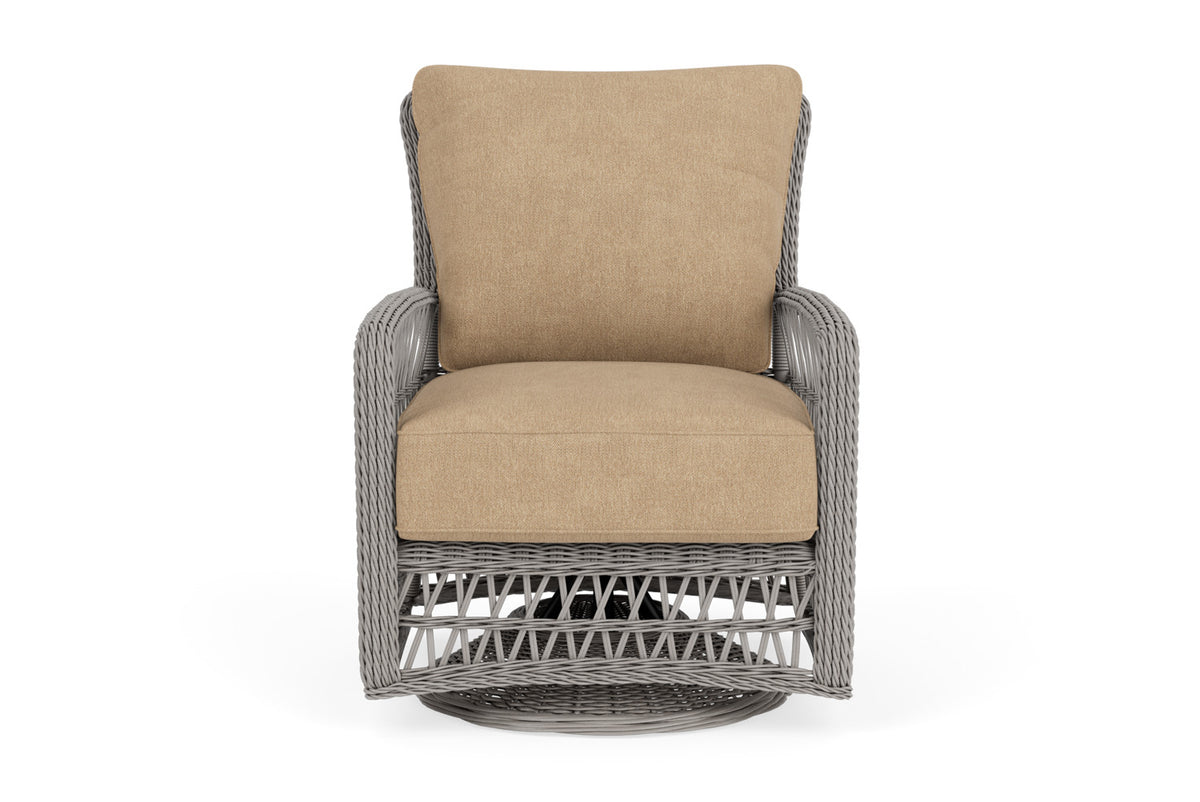 Lloyd Flanders Mackinac Swivel Glider Lounge Chair with Hayden Sand fabric