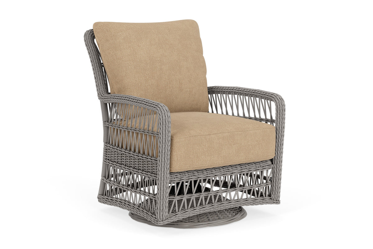 Lloyd Flanders Mackinac Swivel Glider Lounge Chair with Hayden Sand fabric, view 2