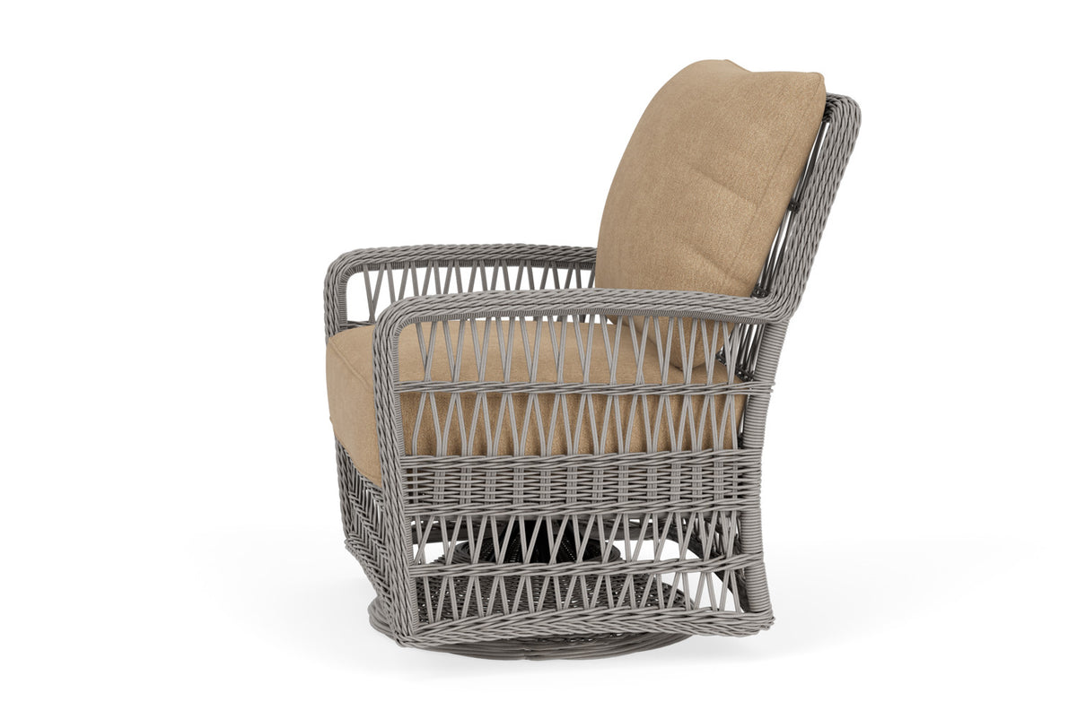 Lloyd Flanders Mackinac Swivel Glider Lounge Chair with Hayden Sand fabric, view 9