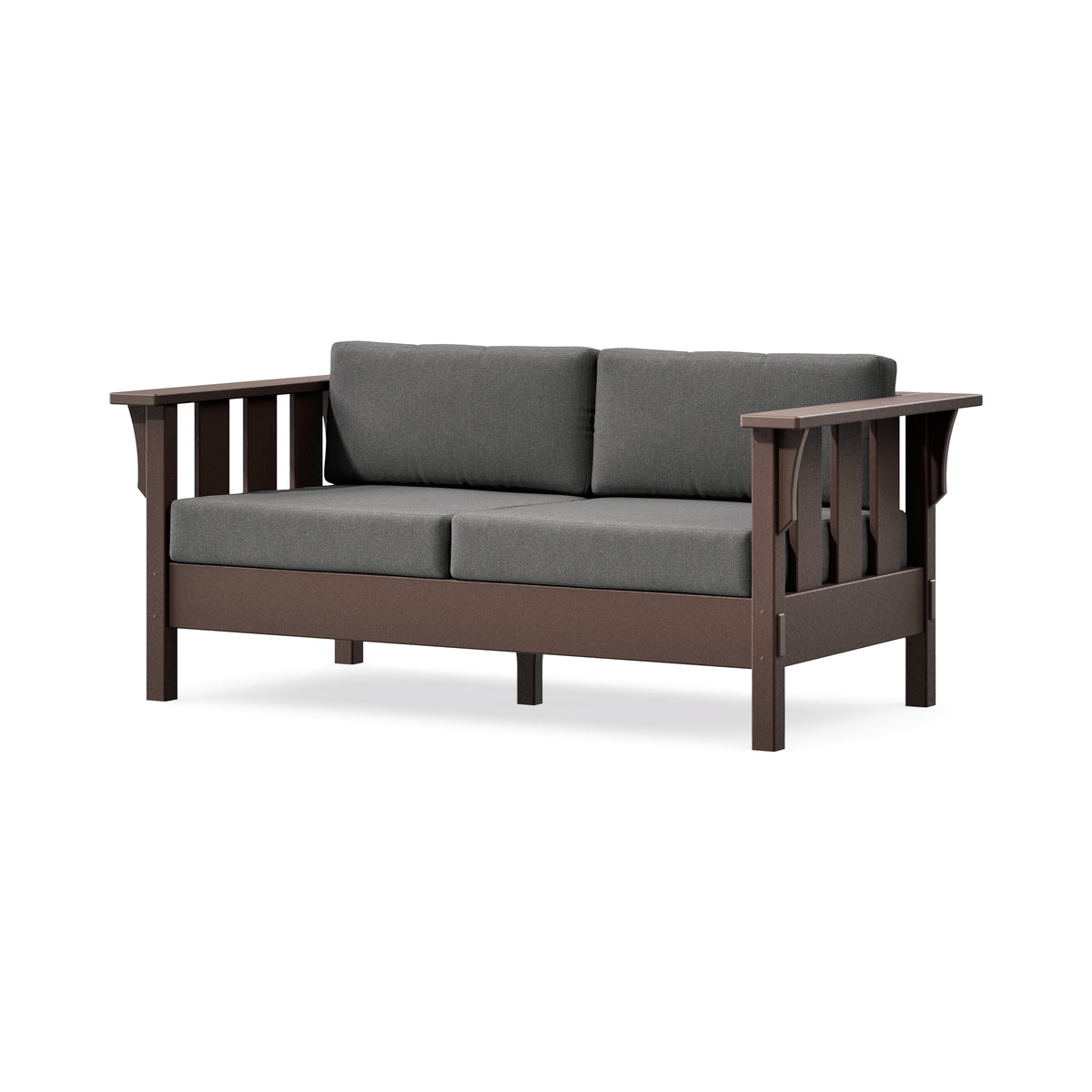 POLYWOOD Acadia Deep Seating Loveseat in Mahogany / Ash Charcoal