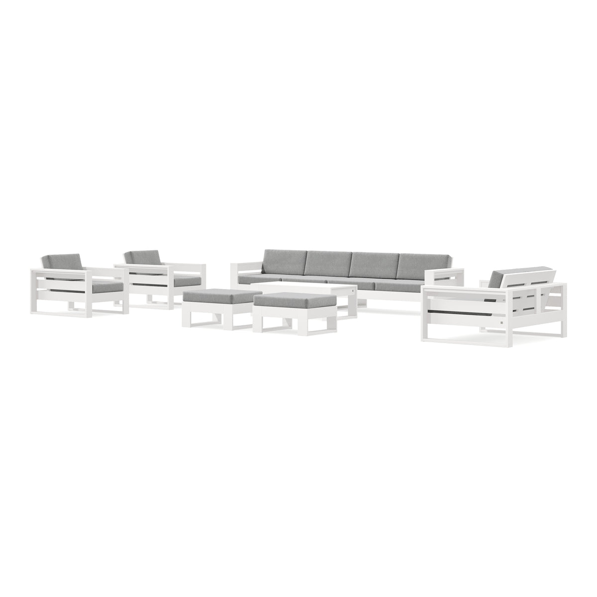 POLYWOOD PW Designer Series Latitude 8-Piece Lounge Sofa Set in Vintage White / Grey Mist