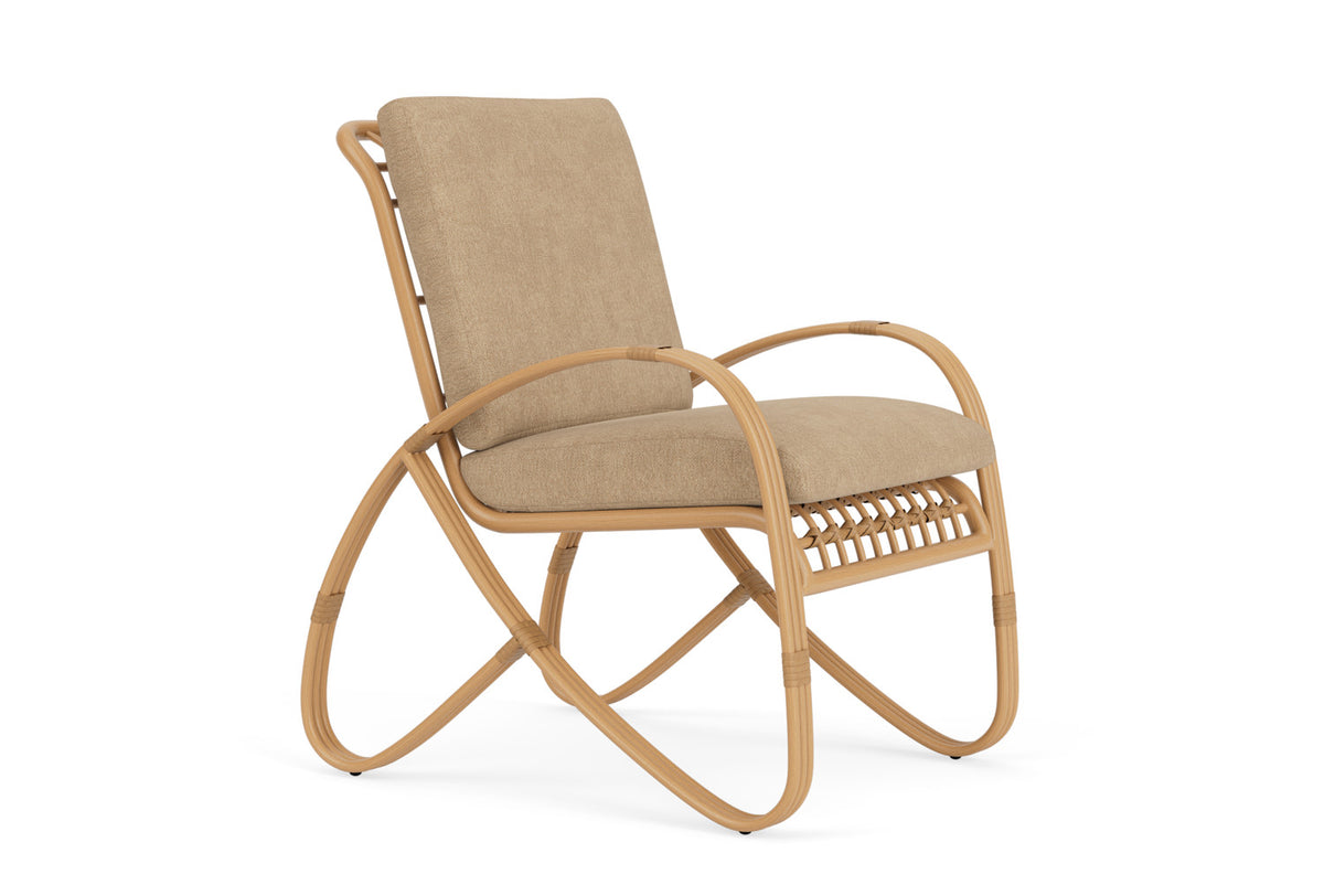 Lloyd Flanders Riviera Dining Armchair with Hayden Sand fabric, view 3
