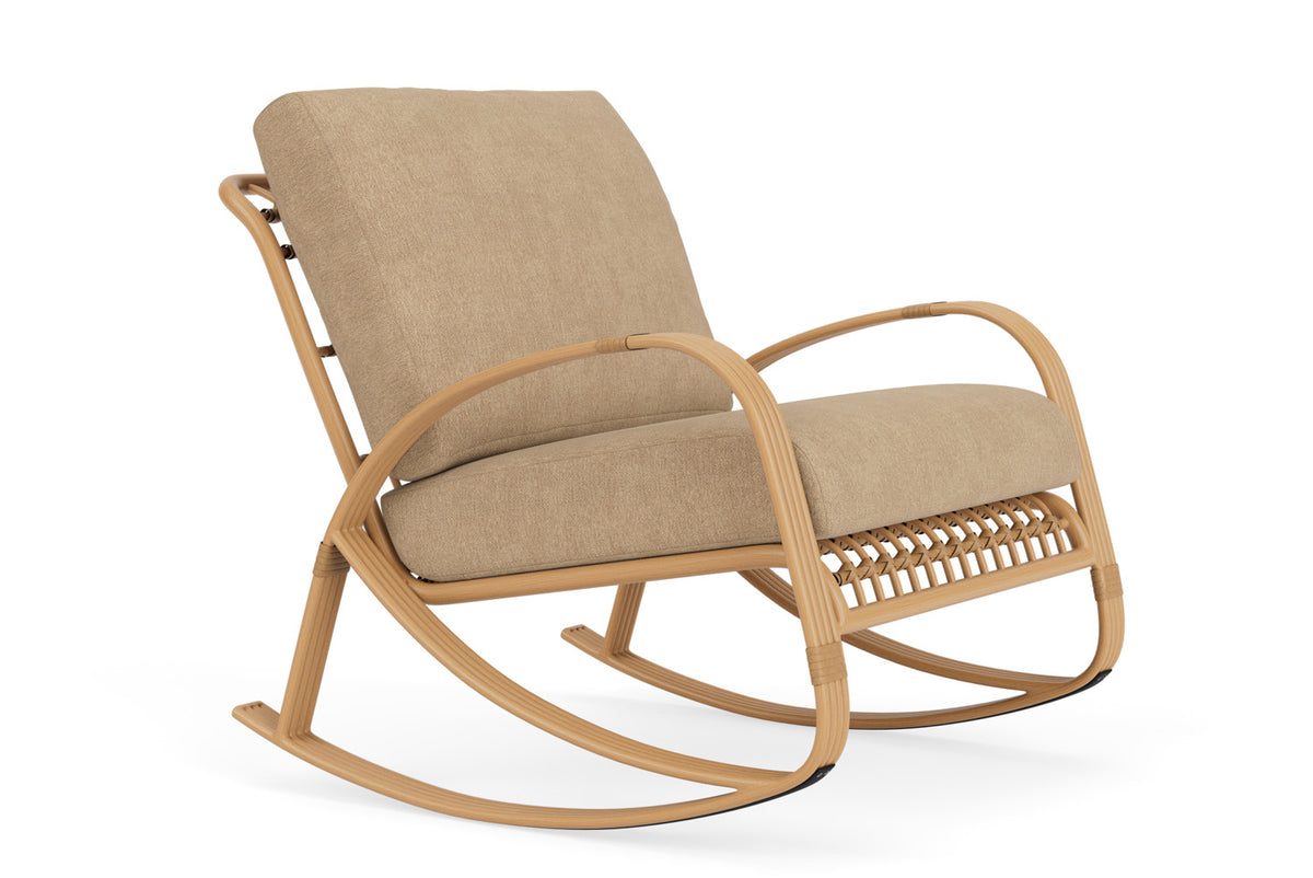 Lloyd Flanders Riviera Lounge Rocker with Hayden Sand fabric, view 3