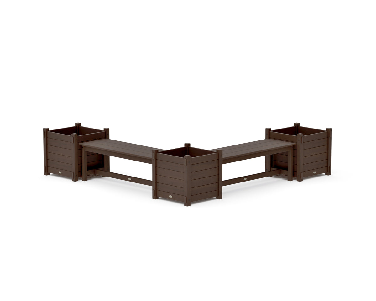 POLYWOOD 48" Nautical L-Shaped Planter Bench Corner Set - Large in Kona