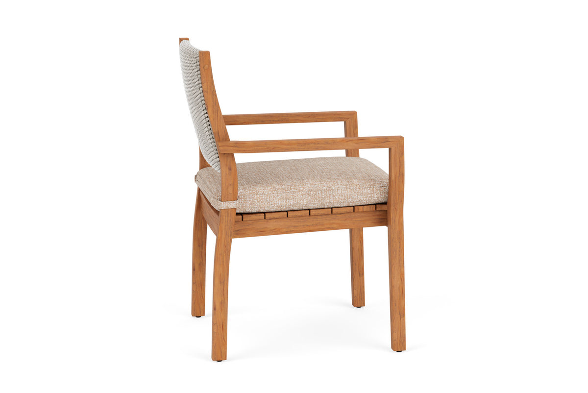 Lloyd Flanders Teak Loom Back Teak Dining Armchair in Linen, view 5