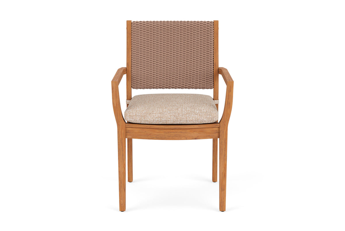 Lloyd Flanders Teak Loom Back Teak Dining Armchair in Rosewood