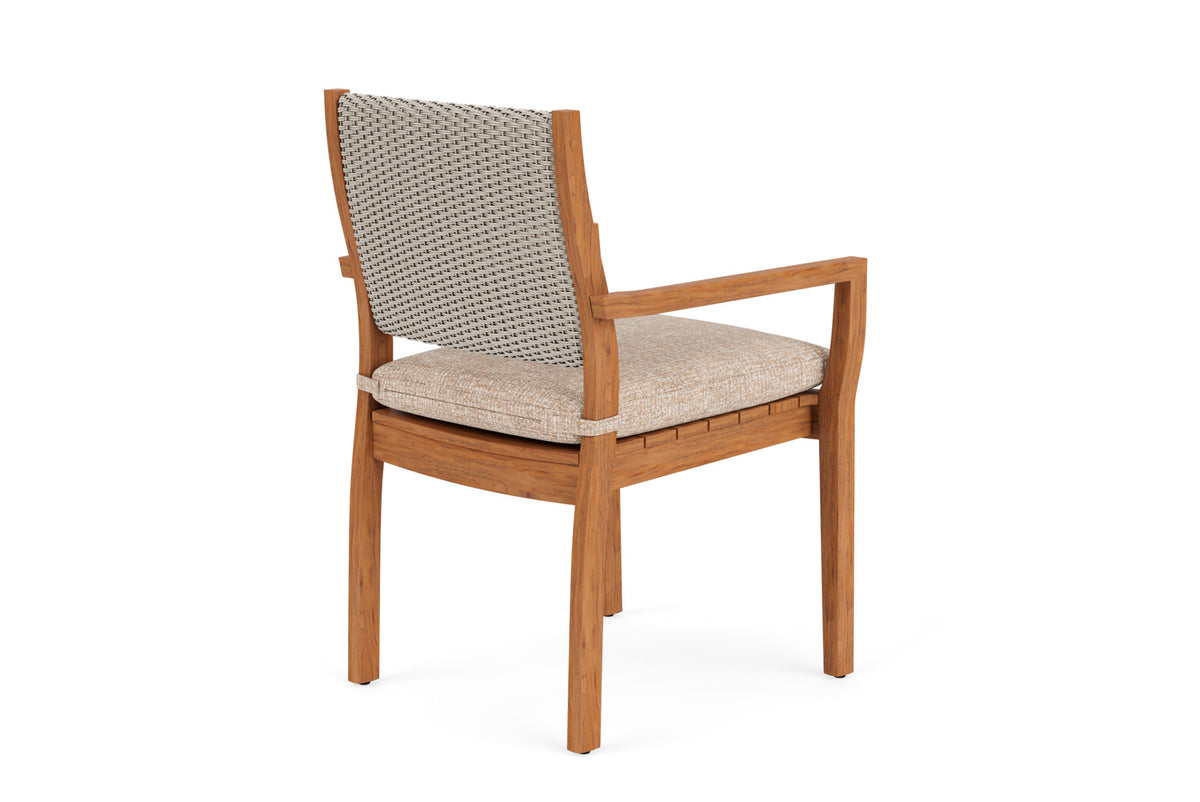 Lloyd Flanders Teak Loom Back Teak Dining Armchair in Linen, view 6