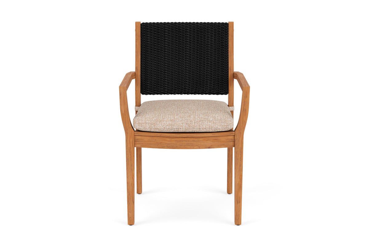 Lloyd Flanders Teak Loom Back Teak Dining Armchair in Ebony