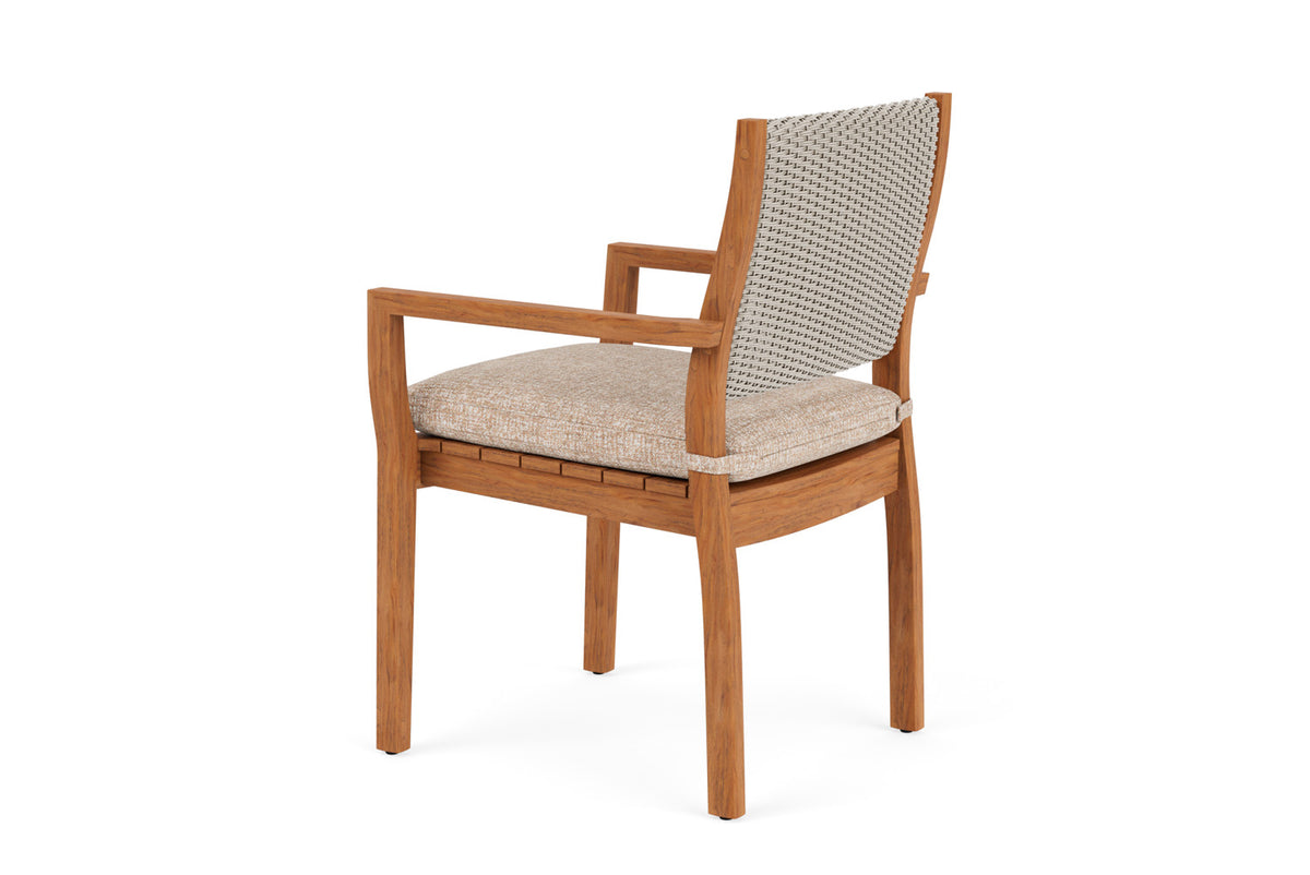 Lloyd Flanders Teak Loom Back Teak Dining Armchair in Linen, view 8