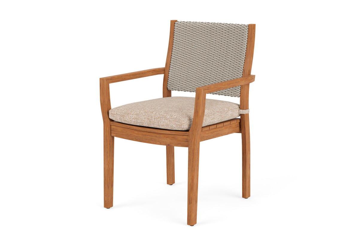 Lloyd Flanders Teak Loom Back Teak Dining Armchair in Linen, view 10