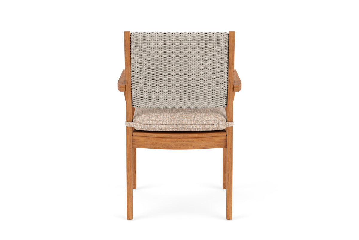 Lloyd Flanders Teak Loom Back Teak Dining Armchair in Linen, view 7