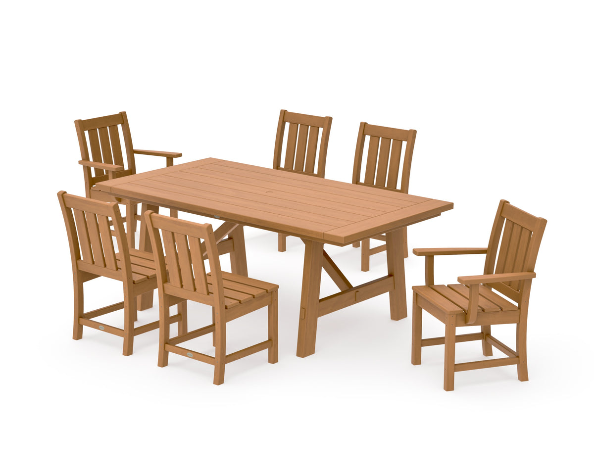 POLYWOOD Oxford 7-Piece Rustic Farmhouse Dining Set in Natural