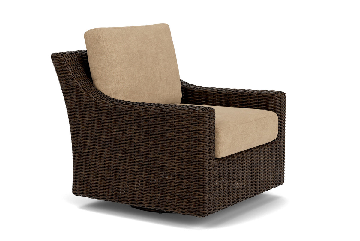 Lloyd Flanders Mesa Swivel Glider Lounge Chair with Hayden Sand fabric, view 3