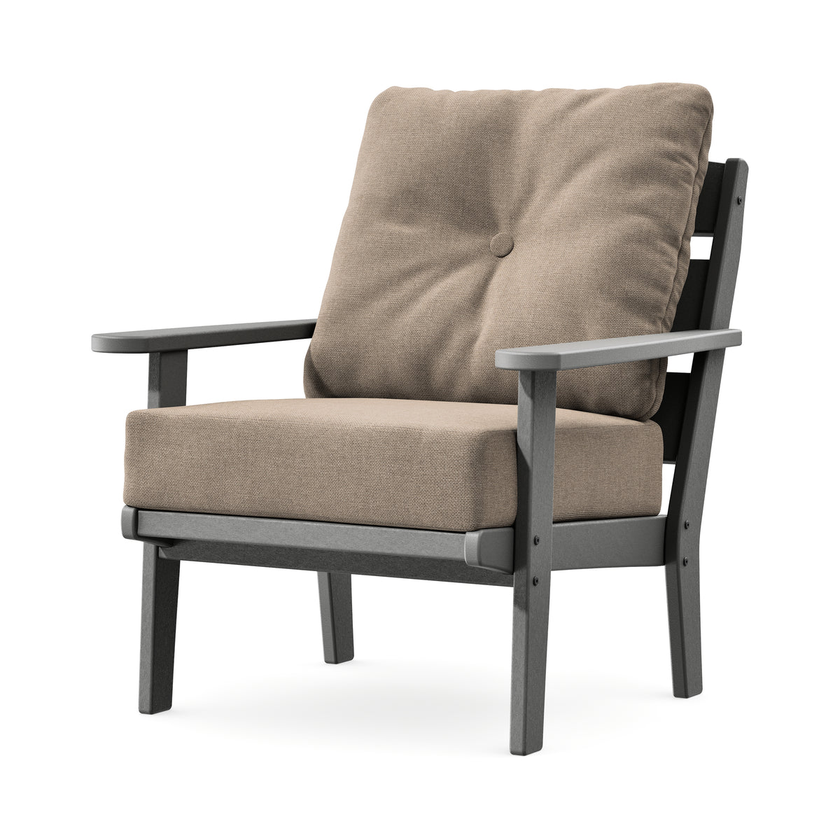 POLYWOOD Lakeside Deep Seating Chair in Slate Grey / Spiced Burlap