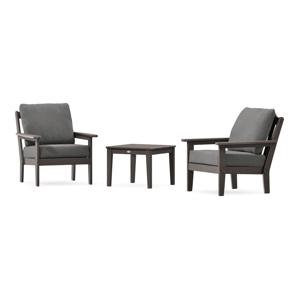 POLYWOOD Country Living Cottage 3-Piece Deep Seating Set in Vintage Coffee