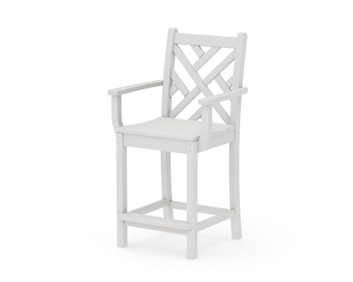 POLYWOOD Chippendale Counter Arm Chair in Vintage White