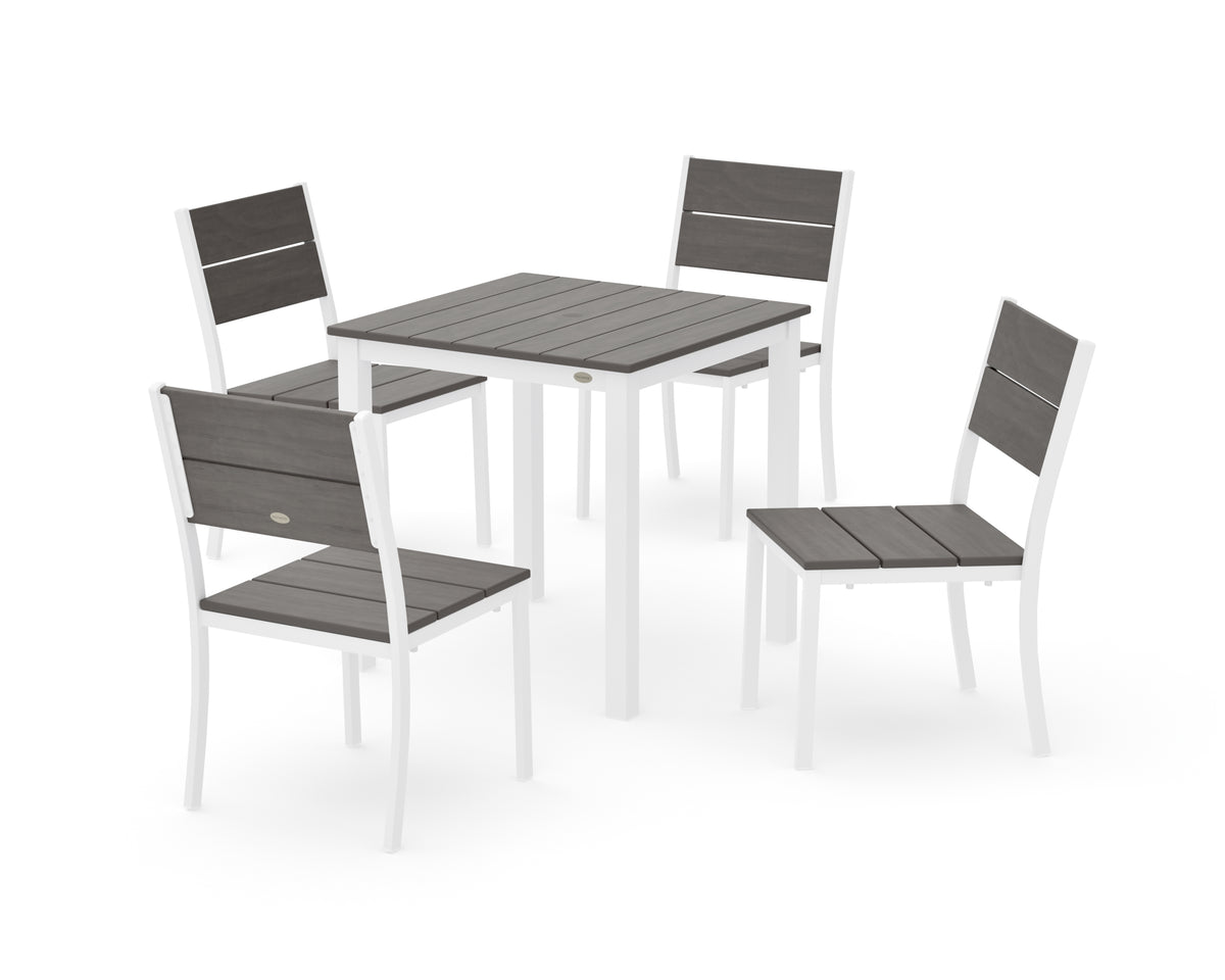 POLYWOOD Main Street 5-Piece Square Dining Set- Small in White / Driftwood