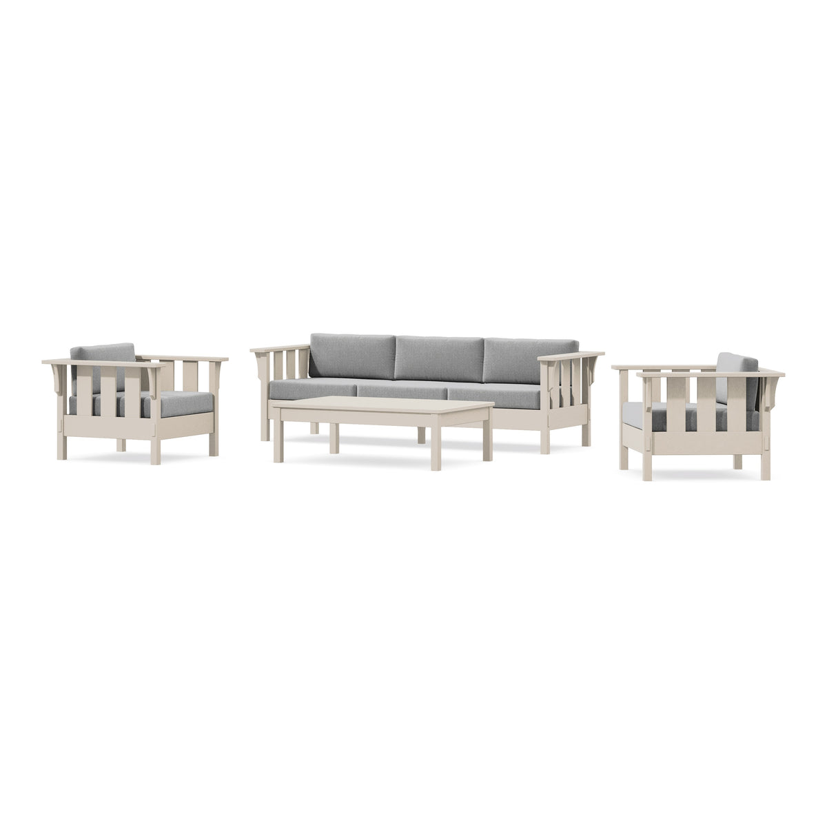 POLYWOOD Acadia 4-Piece Deep Seating Set with Sofa in Sand / Grey Mist