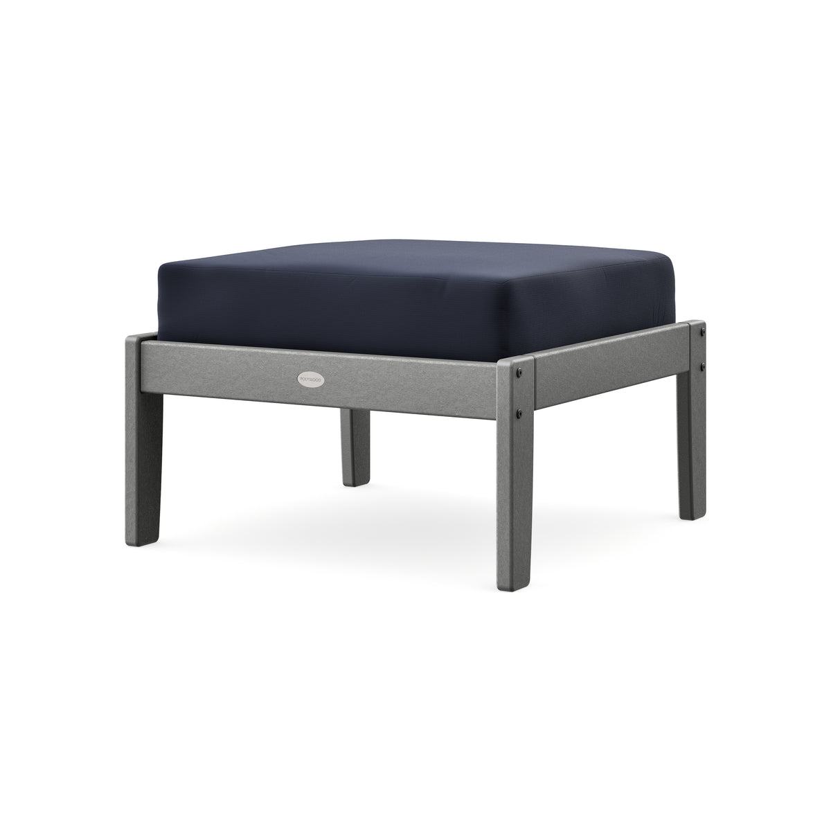 POLYWOOD Braxton Deep Seating Ottoman in Slate Grey / Navy