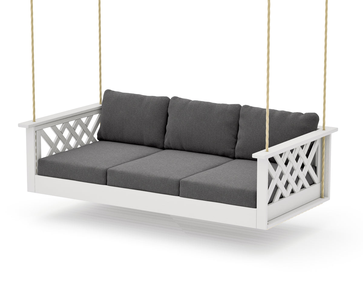 POLYWOOD Wovendale Daybed Swing in Vintage White / Ash Charcoal