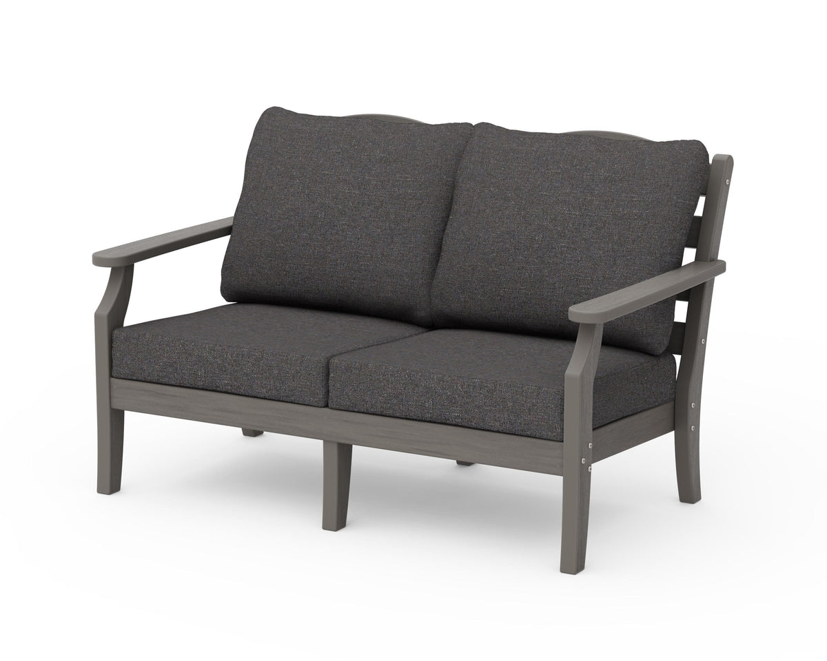 POLYWOOD Savannah Deep Seating Loveseat in Driftwood / Ash Charcoal