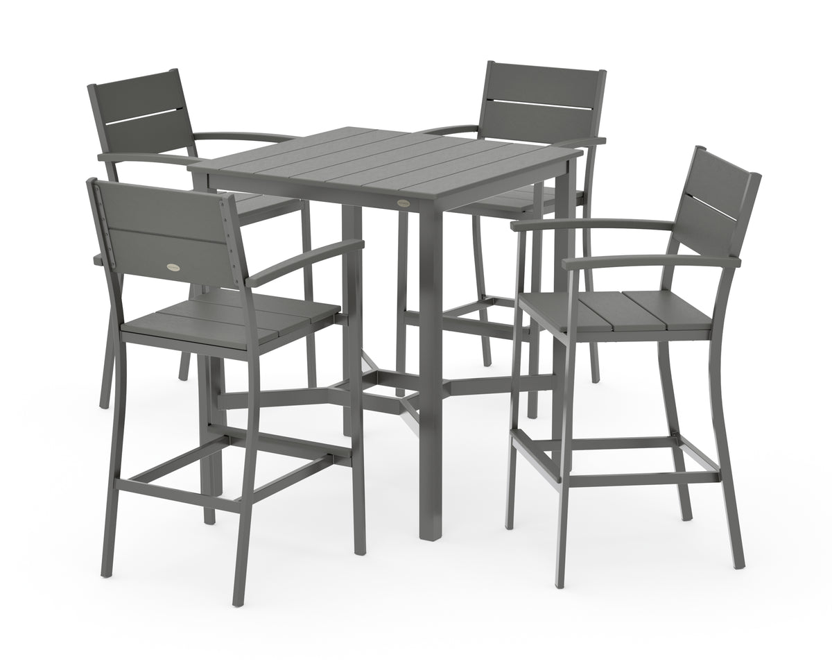 POLYWOOD Main Street 5-Piece Bar Set in Charcoal / Slate Grey