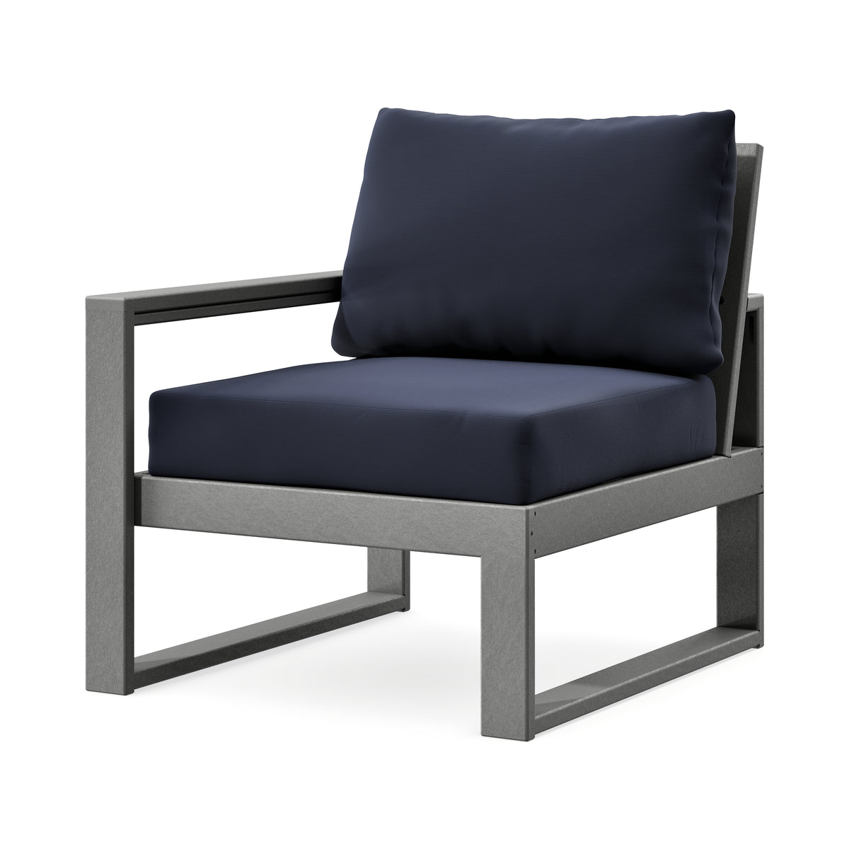 POLYWOOD EDGE Modular Left Arm Chair in Slate Grey / Navy