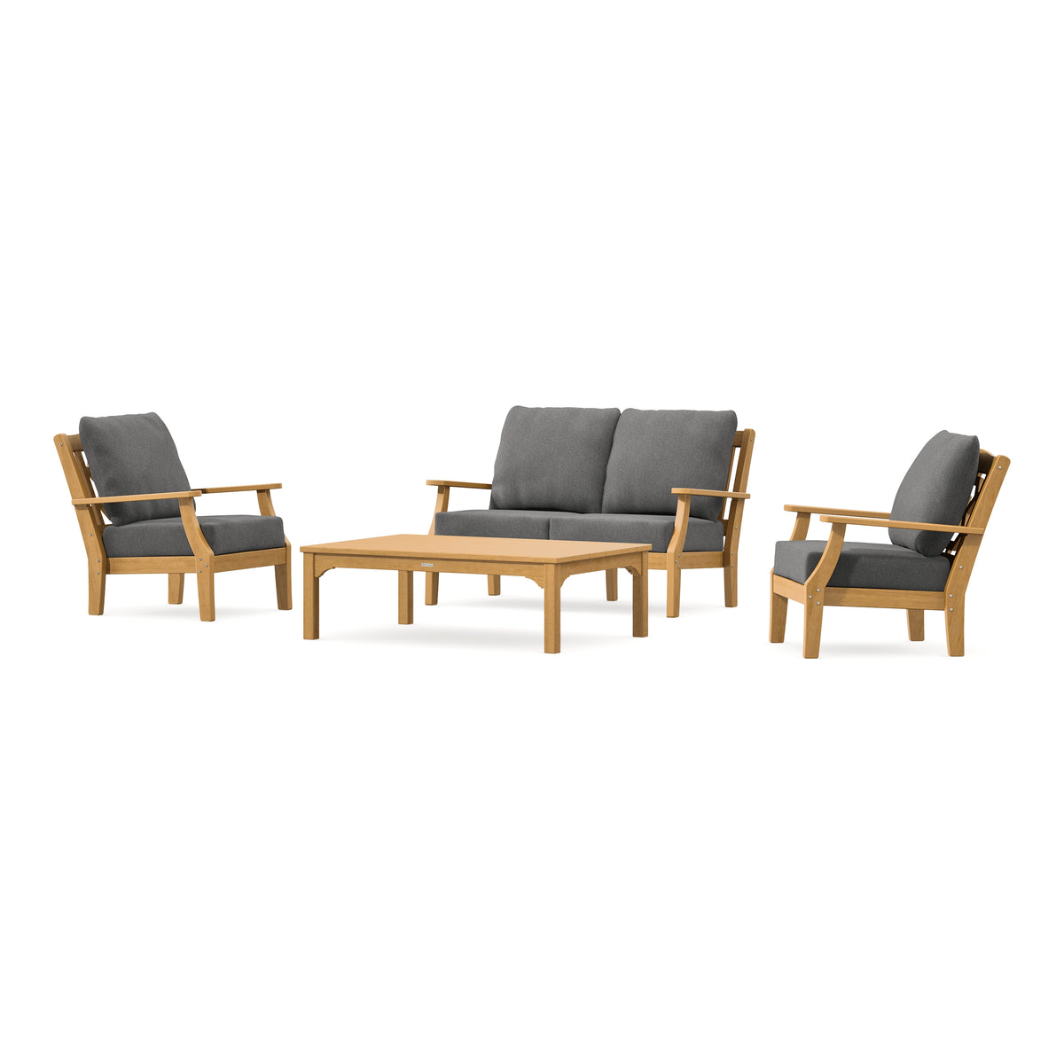 POLYWOOD Chinoiserie 4-Piece Deep Seating Set with Loveseat in Natural