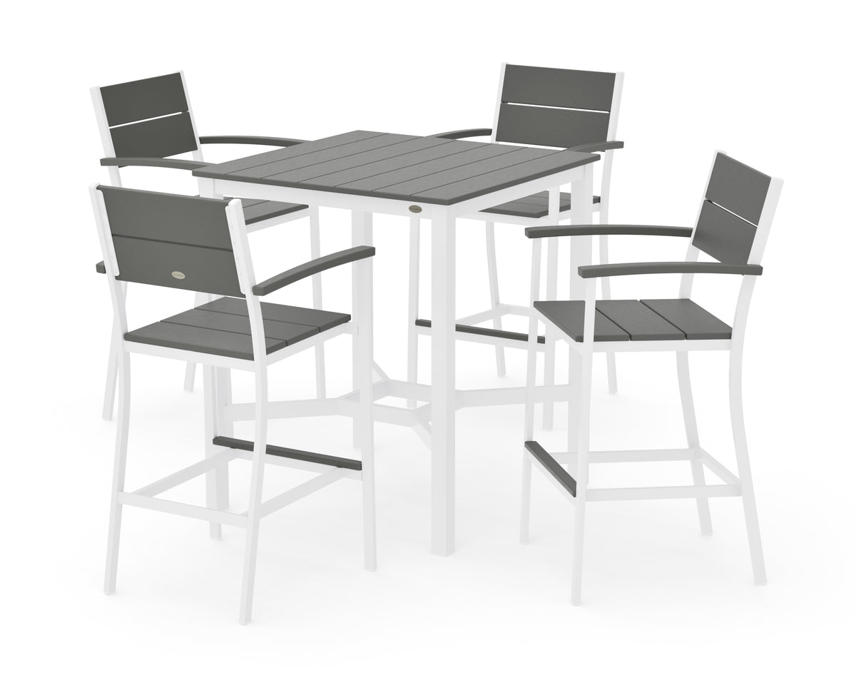 POLYWOOD Main Street 5-Piece Bar Set in White / Slate Grey